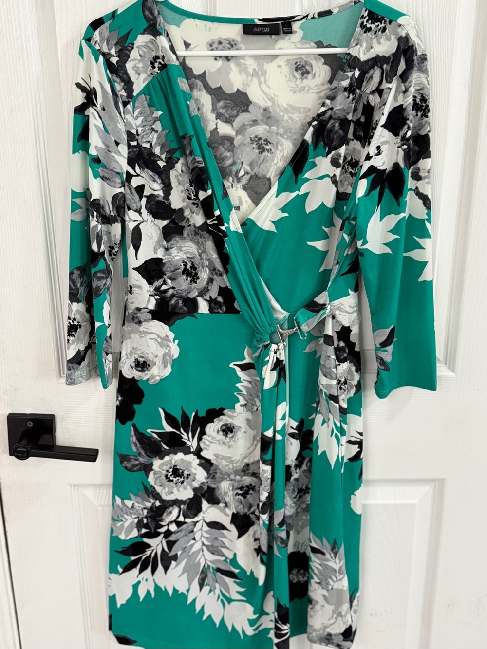 Apt 9 Green Floral Wrap Dress Size L Boho Summer Midi